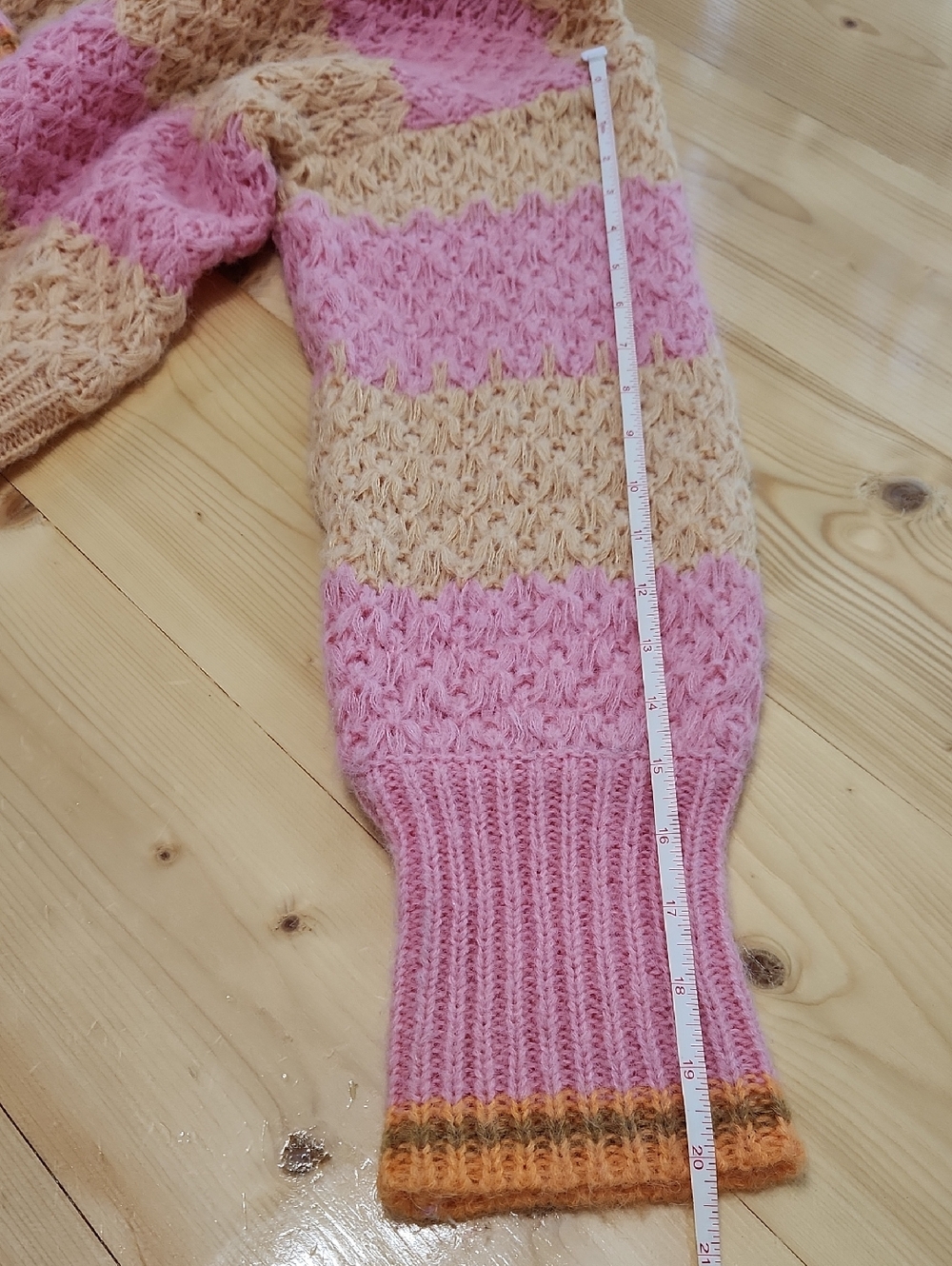 Lalavon Cozy Aesthetic Sweetheart Stitch Striped Cropped Sweater Pink Yellow M - Picture 16 of 16
